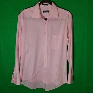 Pierre Cardin Men Button Up Dress Shirt Medium 15-15 1/2 Pink 32/33 Easter